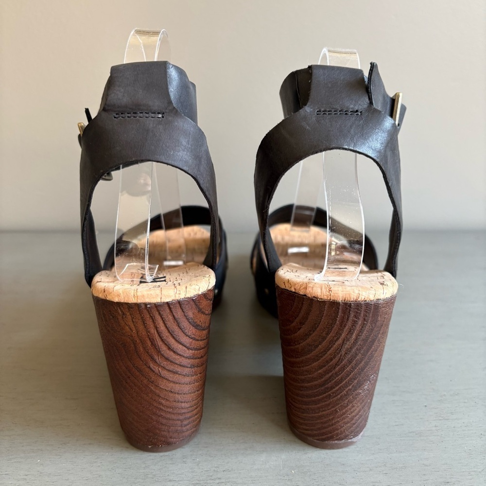 Korks Kork-Ease Mia Black Leather Slingback Platform Sandal Shoe Women 10 Studs - Picture 8 of 15